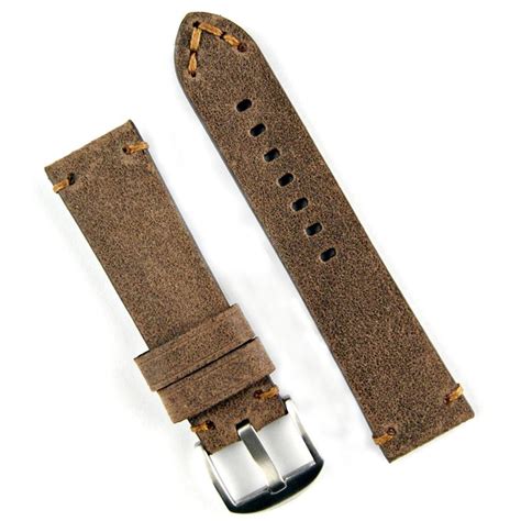 panerai brown with white stitching|Panerai Style Watch Band Brown Leather Thick Strap White .